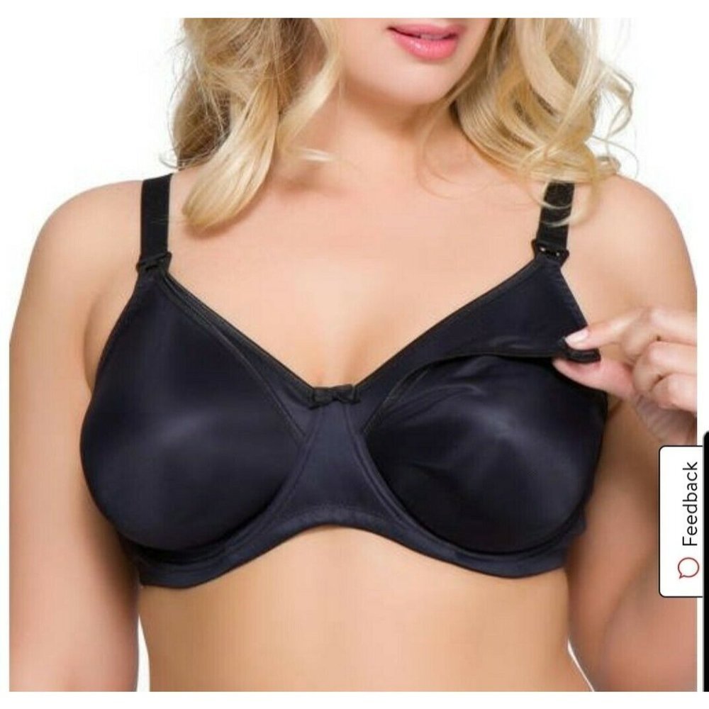 La Leche League Nursing Bra‎ Black Satin 40DD